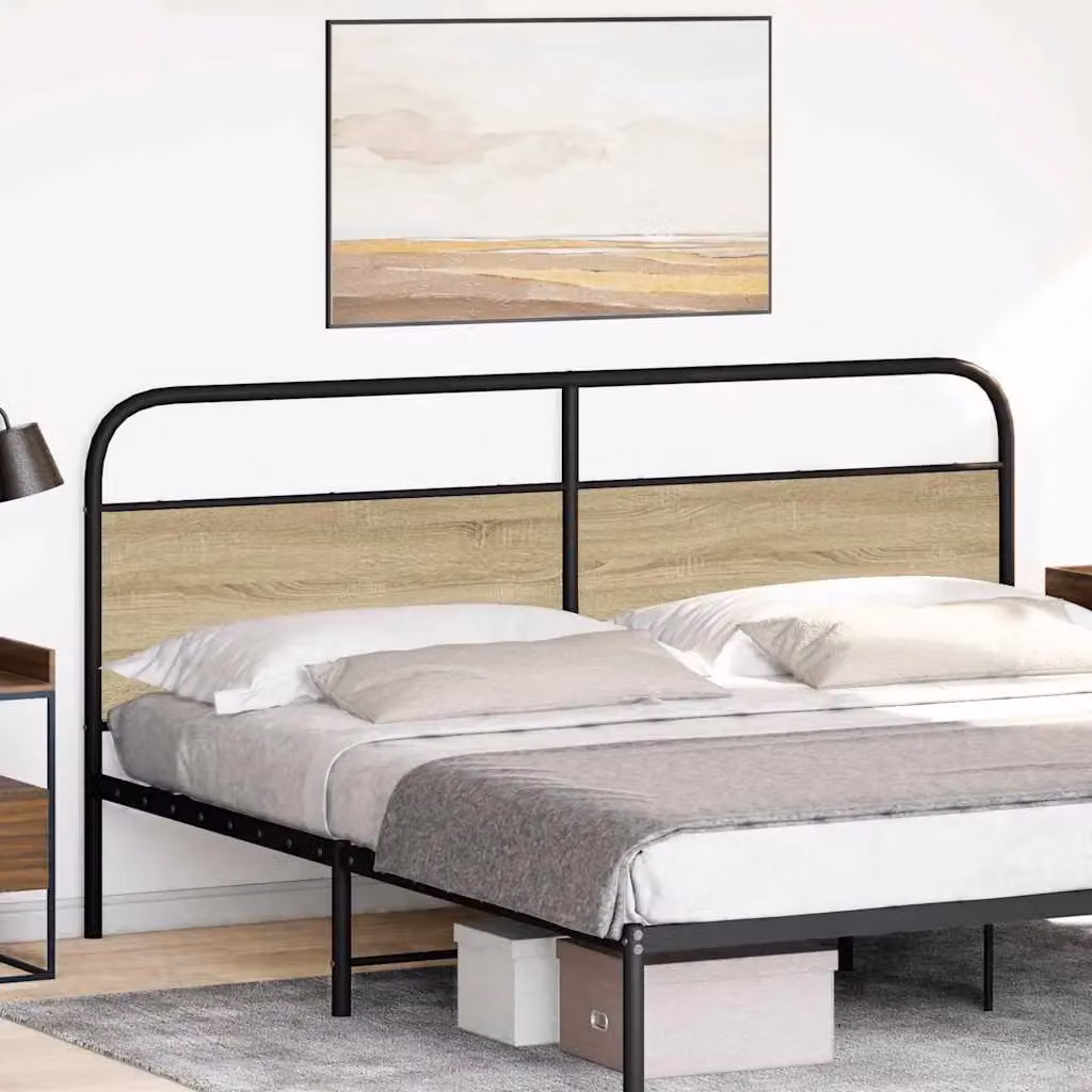 Berkfield Home Sonoma Oak Headboard in Brown, Steel and Engineered Wood, Width: 180 cm – 2