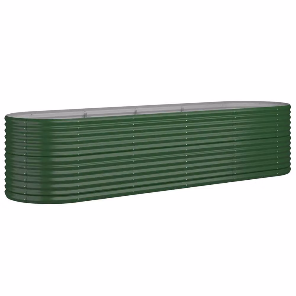 Berkfield Home Garden Green Powder-coated Steel Raised Bed W/D/H: 296 x 80 x 68 cm – 2