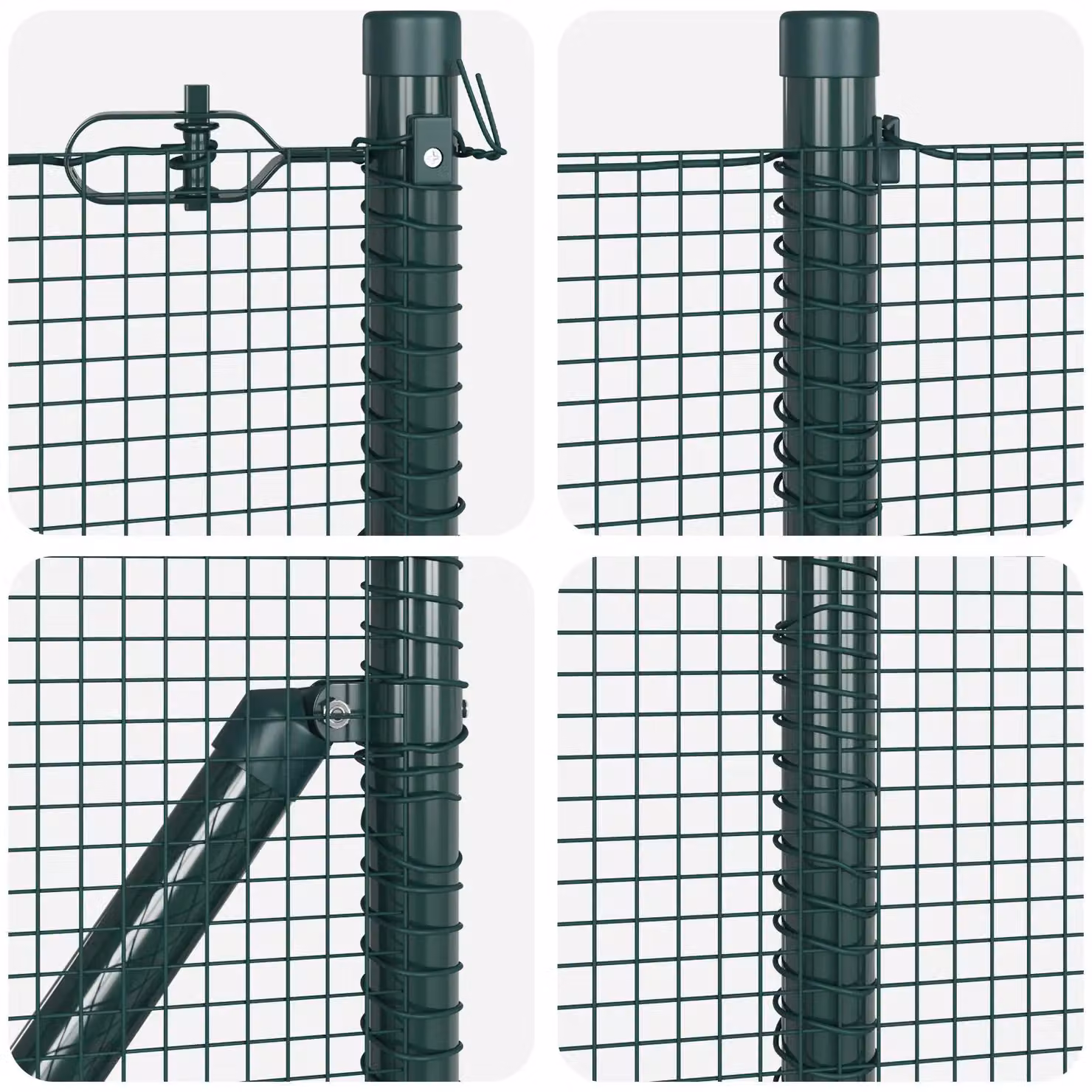 Berkfield Home Green Steel Welded Wire Fence with 13 Flanged Posts, 1 x 100 m – 5