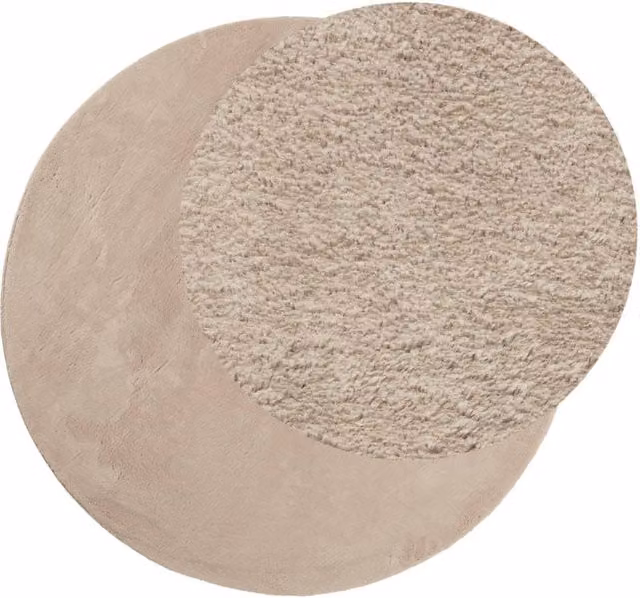 Berkfield Home HUARTE Round Short Pile Washable Soft Rug in Sand/Beige, Diameter: 120 cm