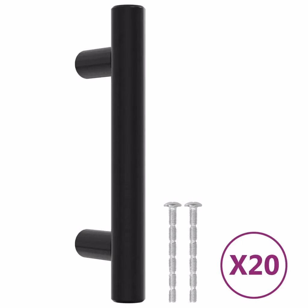 Berkfield Home Matt Black Stainless Steel Bar Cabinet Handles, 20 Pack, 64 mm – 2