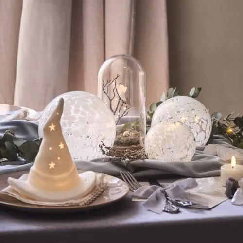 Lights4fun Large White Confetti Glass Globe Tabletop Decoration – 3