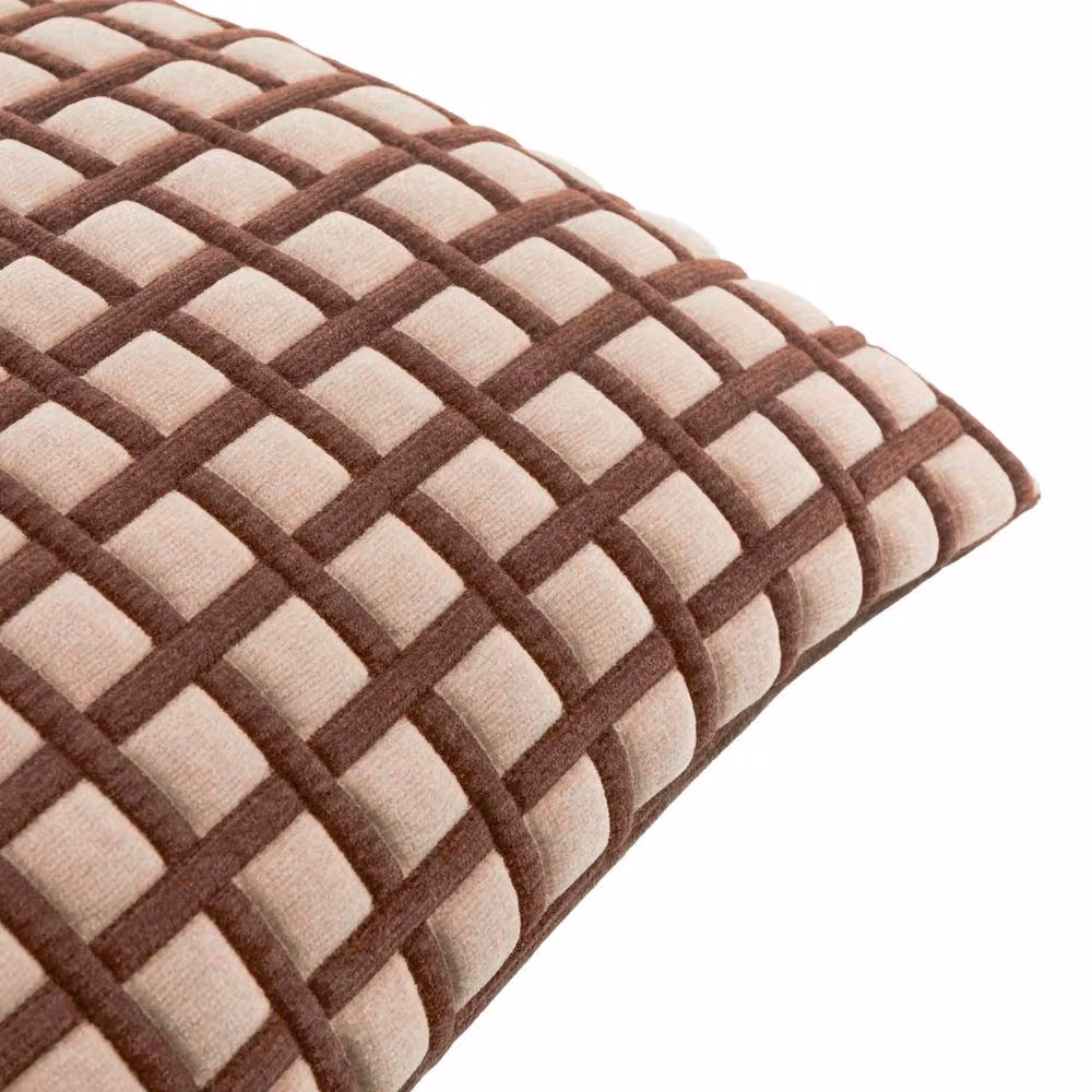 Furn Softie Grid Quilted Rectangular Cushion in Brown, W: 60 cm, H: 40 cm – 3