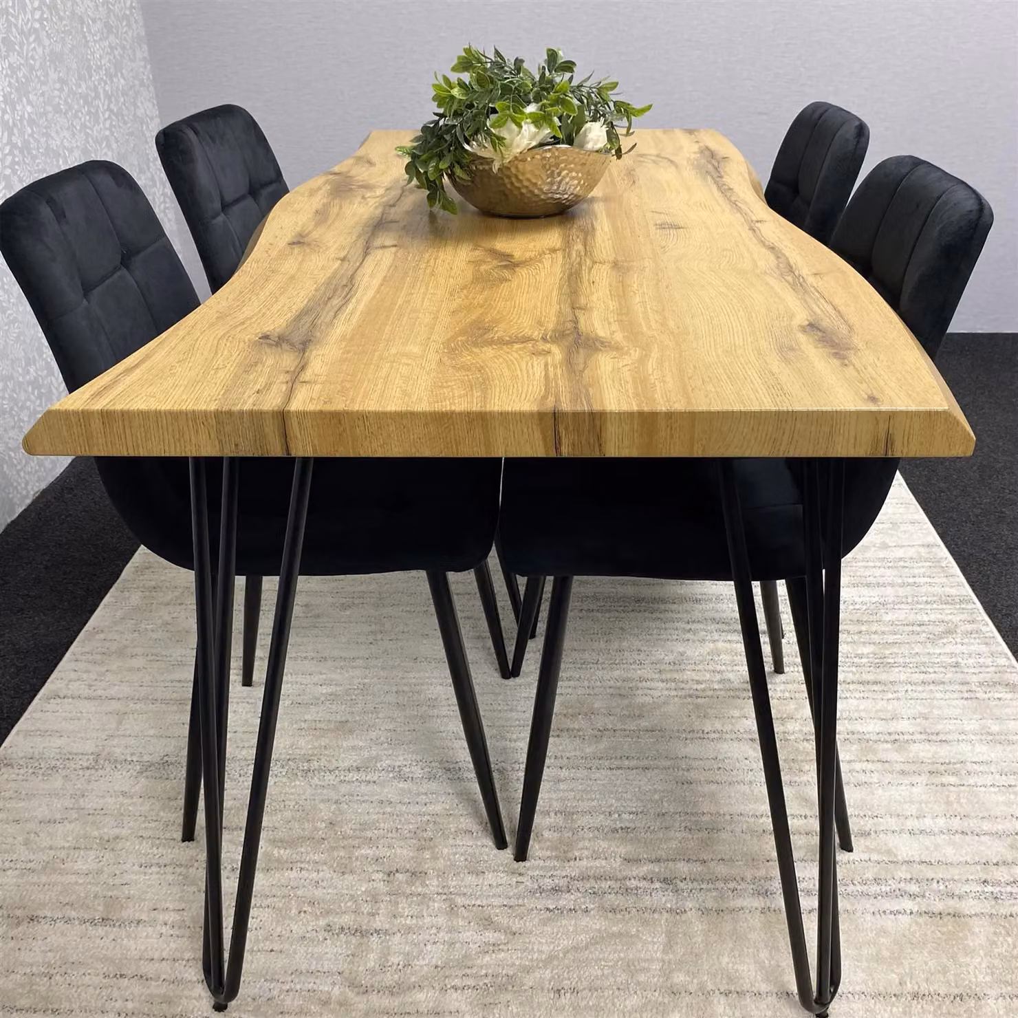 KOSY KOALA Rustic Brown Wooden Rectangular Dining Table with 4 Black Chairs, W/D/H: 120 x 77 x 75 cm – 3