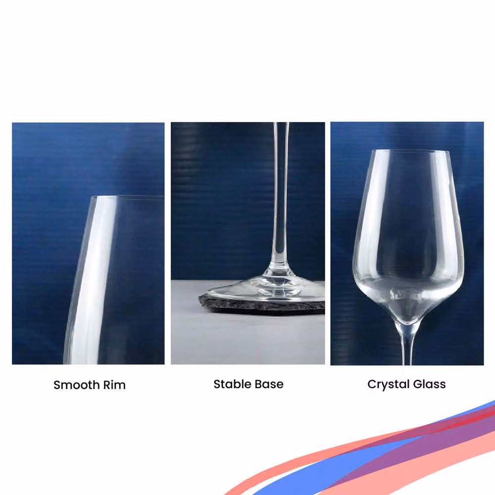 Uniqueful Personalised Large Lead-Free Crystal Wine Glass, 550ml, Clear – 5