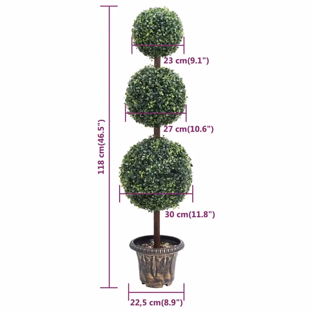 Berkfield Home Artificial Ball Shaped Green Boxwood Plant in a Pot, Height: 118 cm – 4
