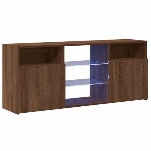 vidaXL Revera Modern TV Cabinet with LED Lights in Brown Oak, W/D/H: 120 x 30 x 50 cm – 3