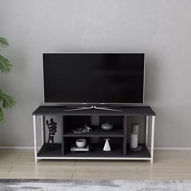 Decorotika Rinaldo Modern TV Unit in White, Anthracite and Grey, W/D/H: 120 x 51 x 51 cm
