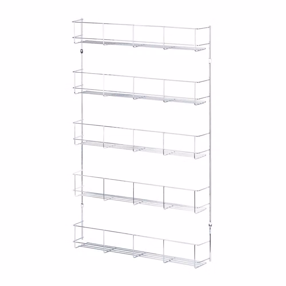 LIVIVO Wall Mounted 5 Tier Metal Spice Rack Organiser in Silver – 4