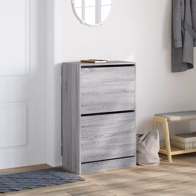 Berkfield Home Grey Sonoma Shoe Cabinet with Tilting Compartments, W: 60 cm, D: 34 cm, H: 96.5 cm – 1