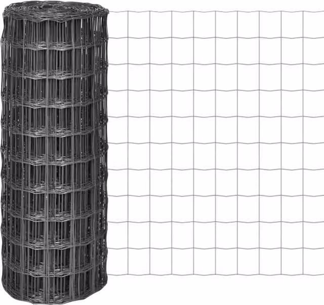 Berkfield Home Euro Fence PVC Coated Steel Fencing, Grey, W: 10 m, H: 1 m
