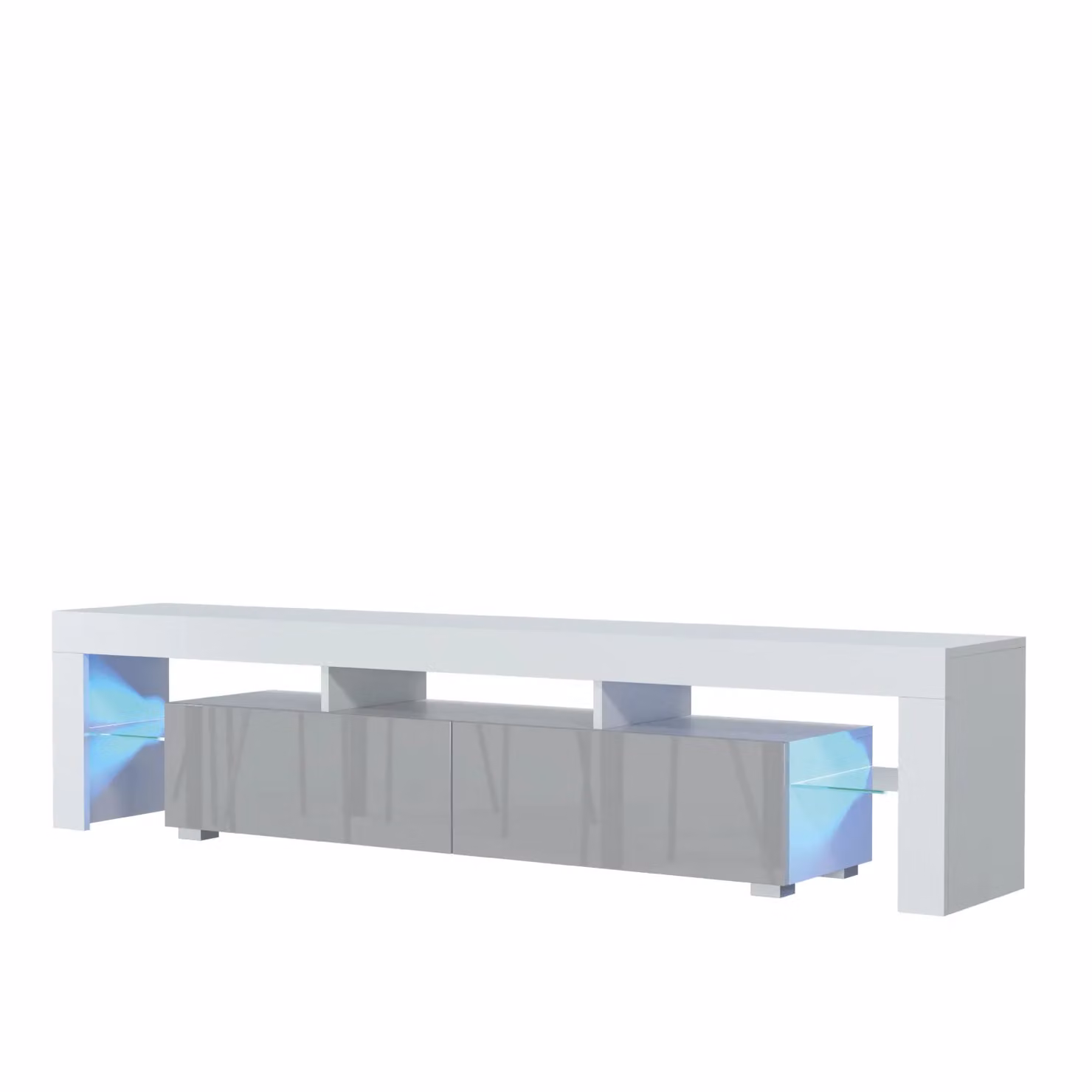 Creative Furniture Modern Glossy TV Unit and Sideboard Cabinet in Grey, W: 200 cm, D: 45 cm, H: 35 cm – 2