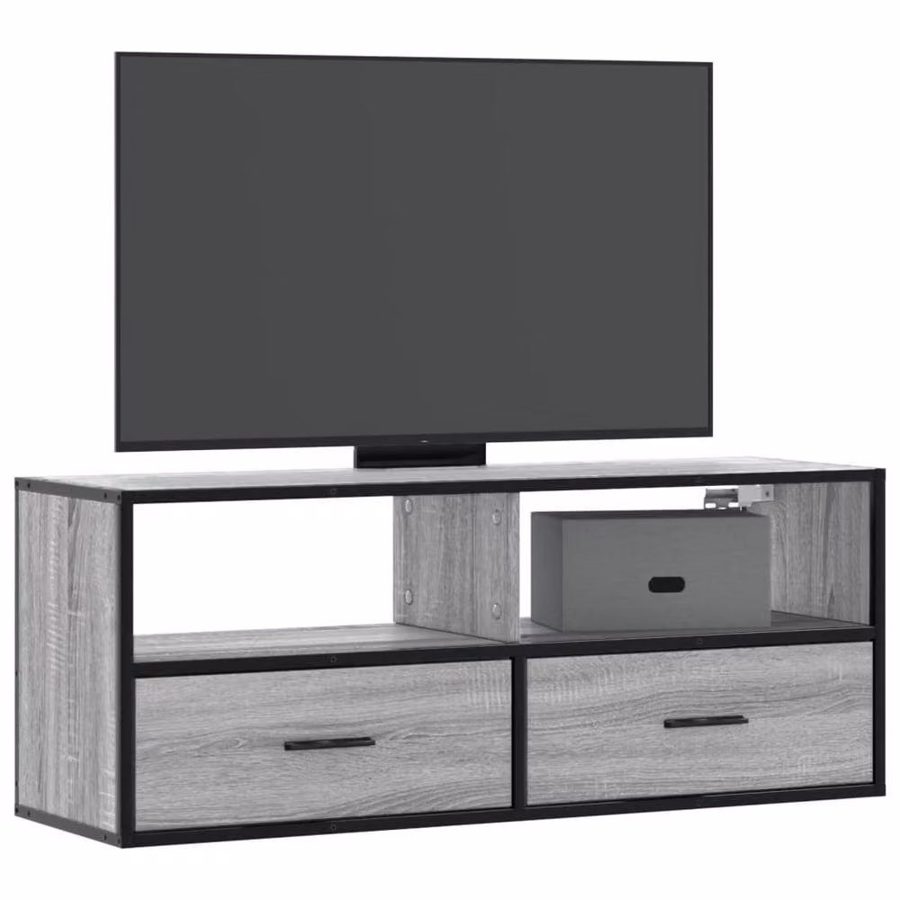 Berkfield Home Grey Sonoma TV Cabinet in Engineered Wood and Metal, W/D/H: 100 x 31 x 39.5 cm – 2