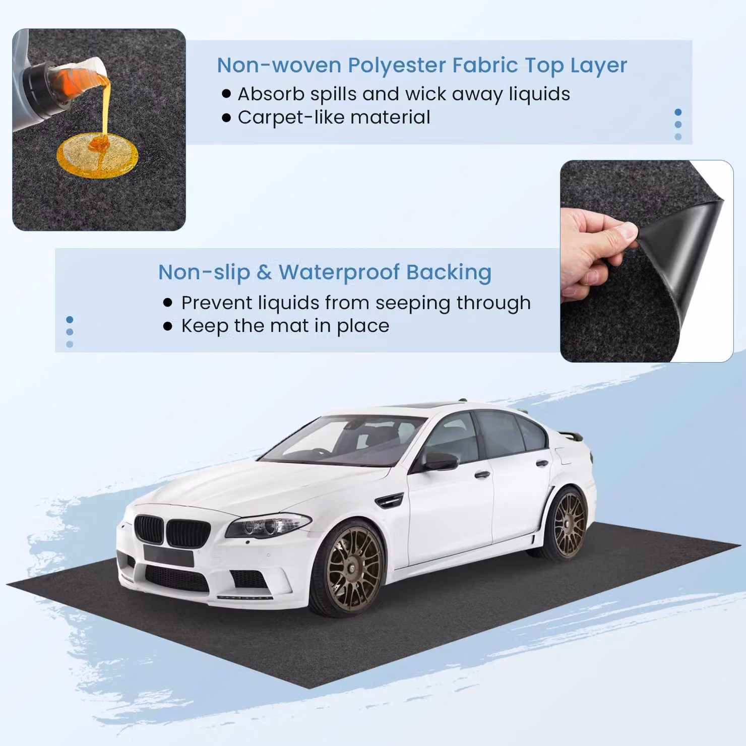 Gymax Washable Garage Floor Parking Mat, Oil Absorbent, Dark Grey, W: 253 cm, D: 221 cm – 6