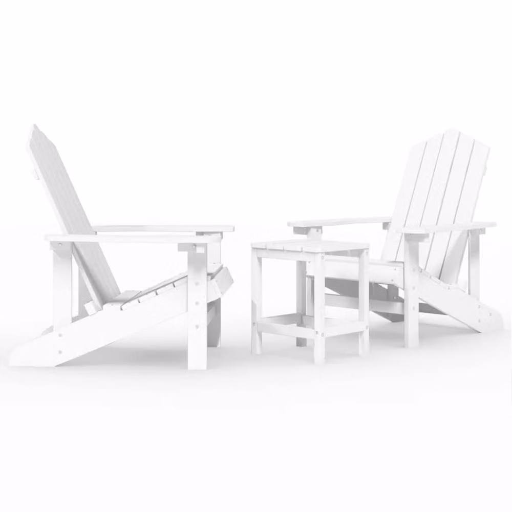 Berkfield Home White HDPE Adirondack Garden Chairs with Table Set – 2