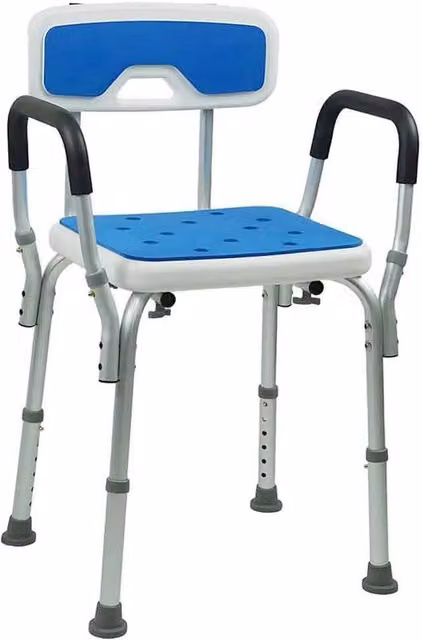 Havendro Adjustable Blue Shower Chair for Elderly and Disabled with 120kg Capacity