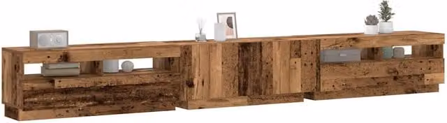 Berkfield Home Rustic Brown TV Cabinet with Integrated LED Lights and Media Compartments, W/D/H: 300 x 40 x 35 cm