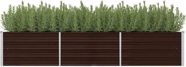 Berkfield Home Garden Brown Galvanised Steel Raised Bed W: 240 cm, D: 80 cm, H: 45 cm