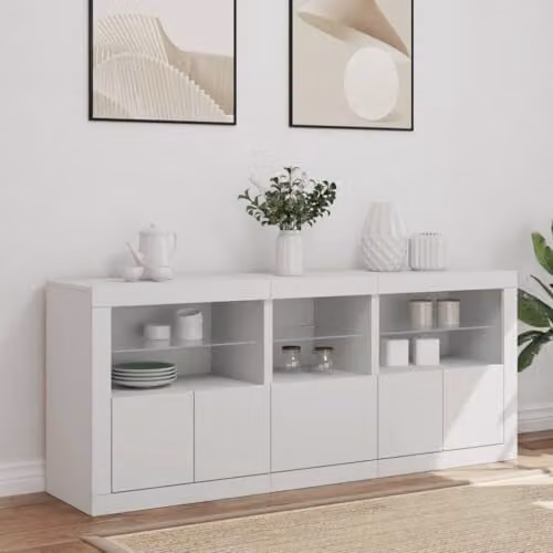 vidaXL Modern White Sideboard with Integrated LED Lights, W/D/H: 162 x 37 x 67 cm – 3