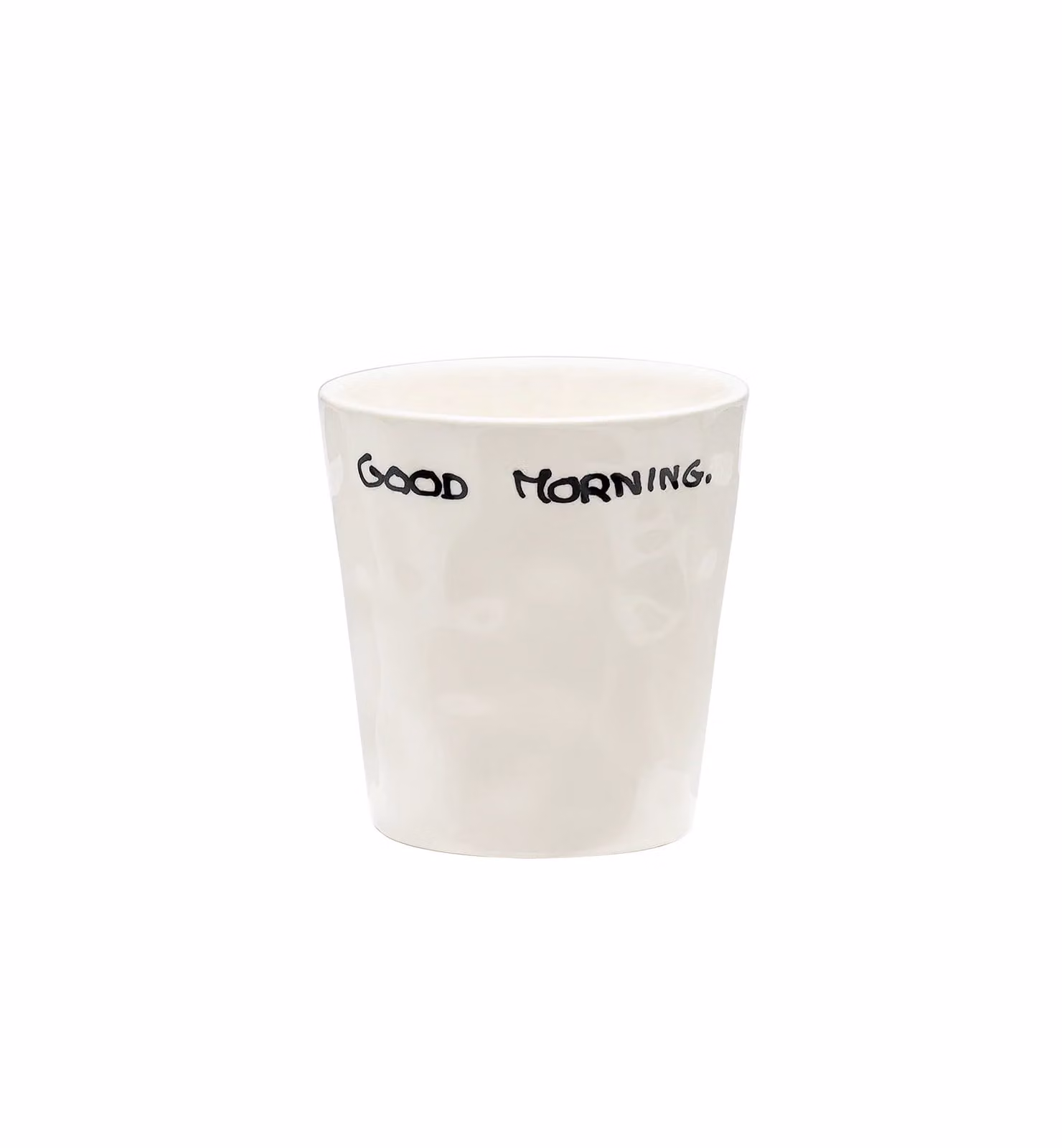 Anna + Nina Good Morning Coffee Cup in White Stoneware
