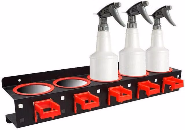 VOGREX 2-Piece Wall Mounted Aerosol Spray Can Storage Rack in Black