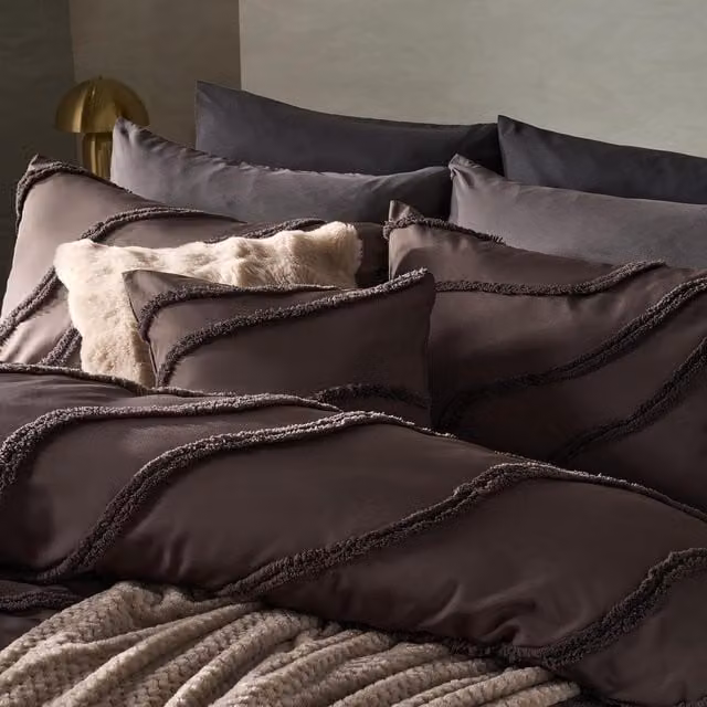 OHS Tufted Contour Duvet Set in Brown, 0.83kg