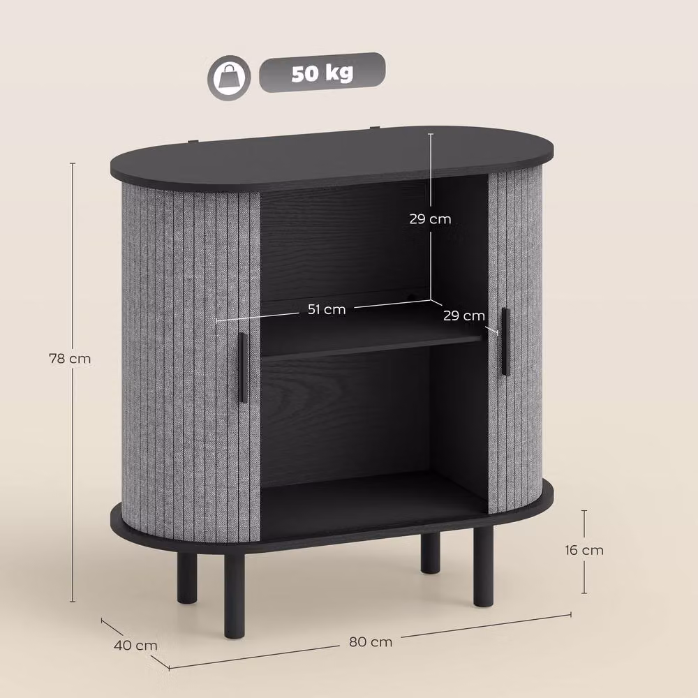 STILVORA Modern Grey Matt Sideboard with Sliding Doors and Storage – 3