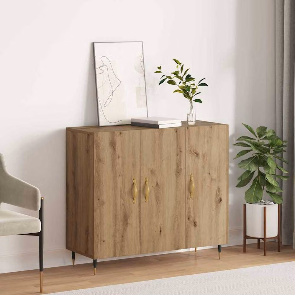 Berkfield Home Brown Sideboard with Storage Door, W: 90 cm, D: 34 cm, H: 80 cm – 2