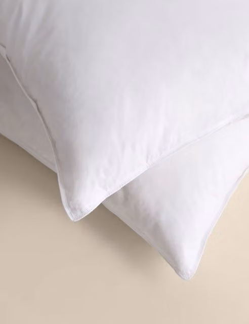 M&S 2 Pack White Medium Duck Feather and Down Pillows with Cotton Cover
