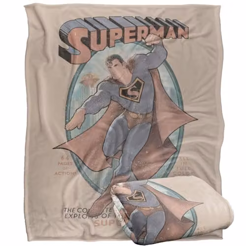 Warner Bros. Superman The Daring Exploits Super Soft Fleece Throw Blanket, Multicolour, W: 152 cm, D: 127 cm – 1