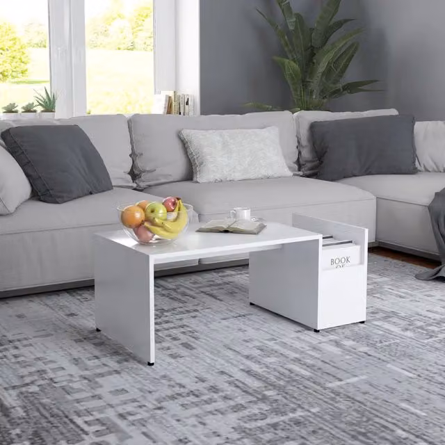 Berkfield Home Modern White Geometric Coffee Table, W/D/H: 90 x 45 x 35 cm – 1