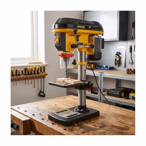 Stanley 13mm Benchtop Drill Press with 400W Motor in Yellow – 2