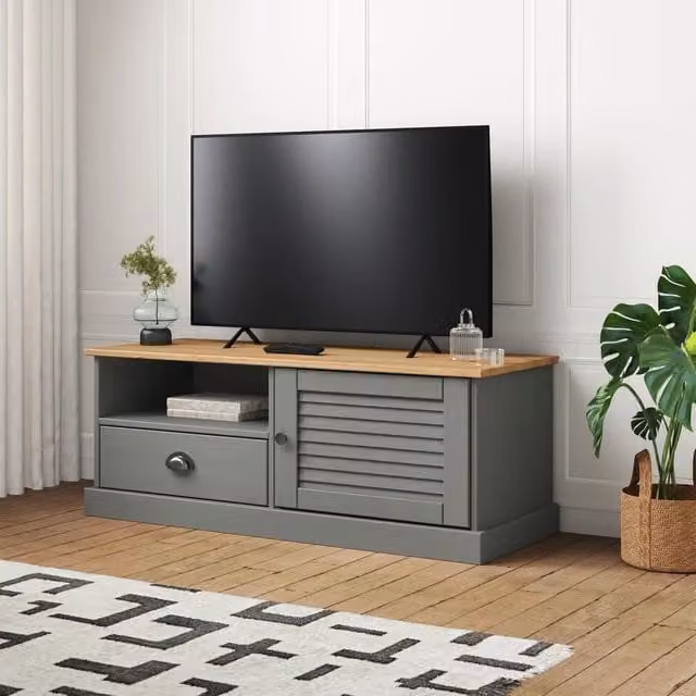 Berkfield Home VIGO Grey Rustic Solid Wood Pine TV Cabinet W/D/H: 106 x 40 x 40 cm