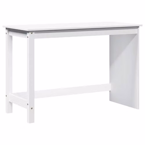 vidaXL Minimalist Writing Desk in White and Beige Solid Pine Wood, W/D/H: 112 x 50 x 75 cm