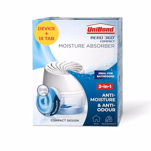 UniBond AERO 360 Moisture Absorber Dehumidifier in White and Blue with 450 g Refill