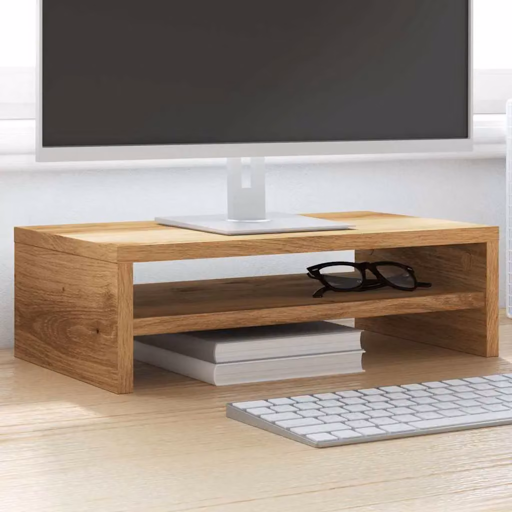 Berkfield Home Artisan Oak Monitor Stand in Brown, W/D/H: 42 x 24 x 13 cm – 4
