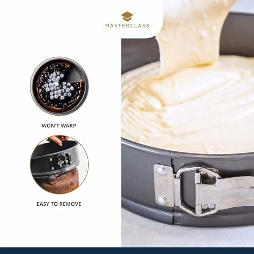 MasterClass Non-Stick Springform Round Cake Tin with Loose Base, Grey, Diameter: 25 cm – 4