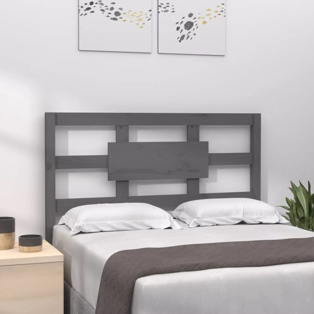 Berkfield Home Grey Rustic Solid Pine Wood Bed Headboard W/D/H: 95.5 x 4 x 100 cm – 2