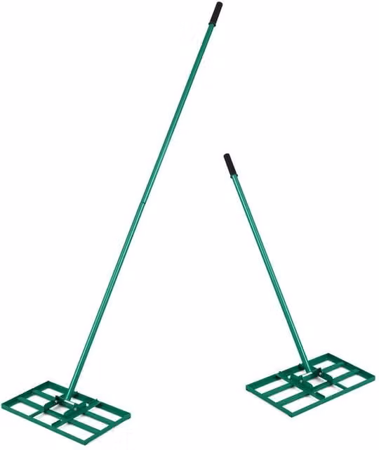 Costway Heavy-Duty Metal Lawn Leveling Rake with Adjustable Handle in Green – 1