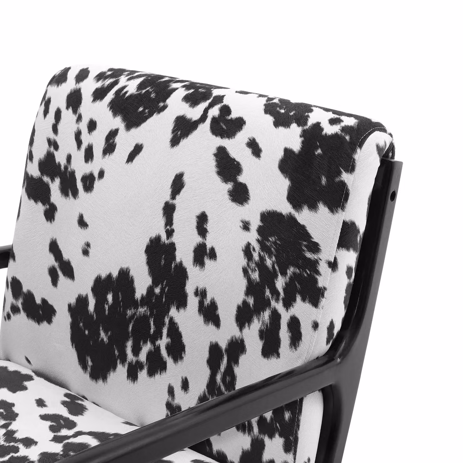 Living and Home Leopard Print Velvet Upholstered Armchair in Black – 3