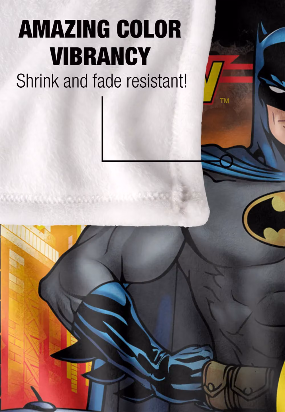 DC Comics Batman Bat Racing Unisex Blanket in White, W: 152 cm, D: 127 cm – 4