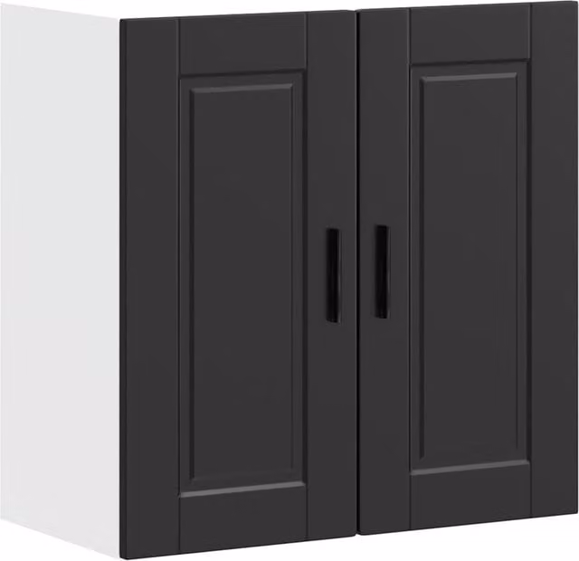 Berkfield Home Porto Black Matt MDF Wall Mounted Kitchen Cabinet with Hinged Doors and Internal Shelves – 1