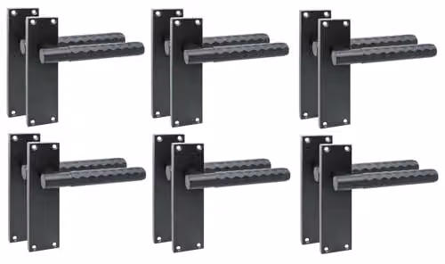 Golden Grace Matt Black Knurled T-Bar Door Handles with Long Backplate Set, 6 Pairs – 1