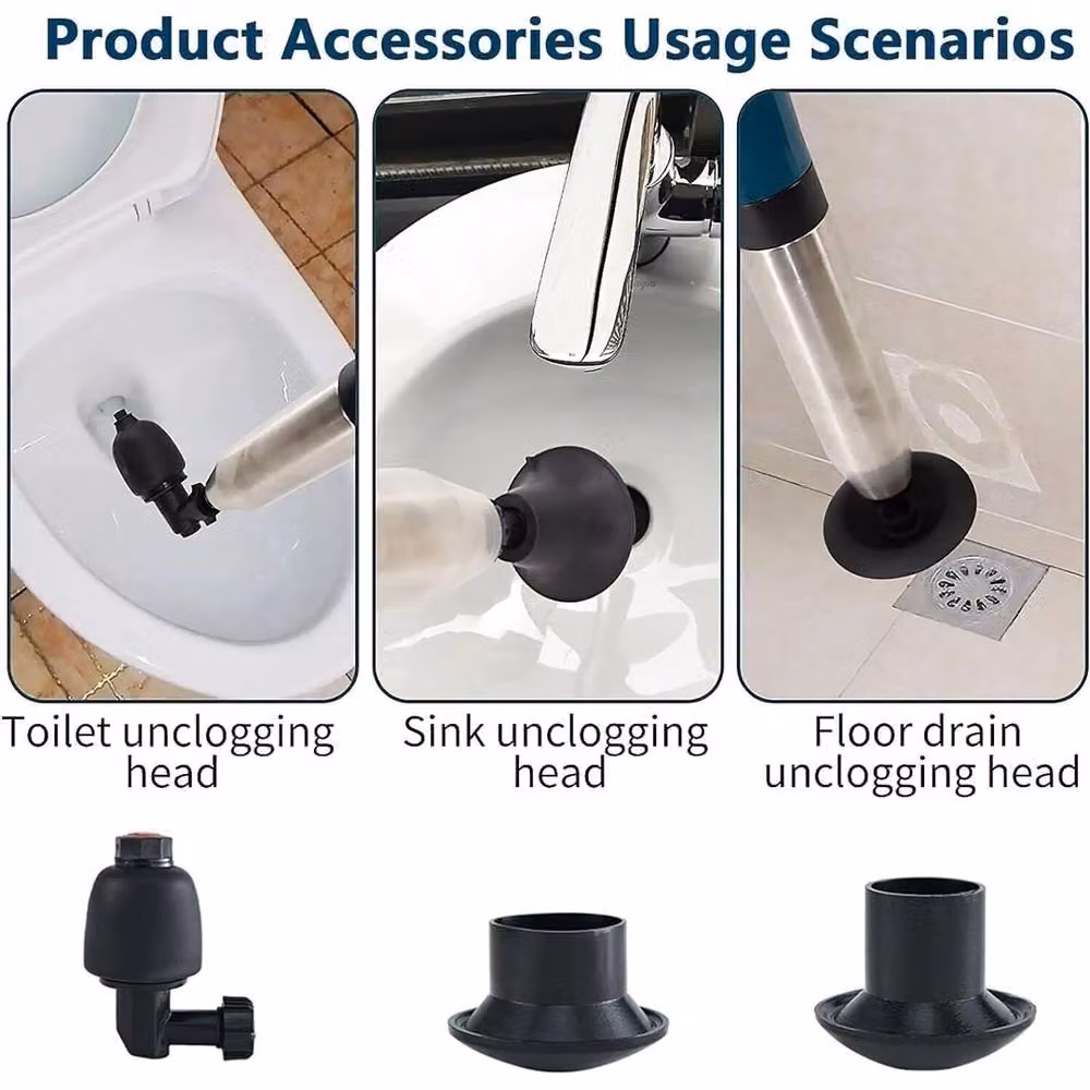 Nordara High Pressure Air Plunger Toilet Unblocker in Blue with Stainless Steel Components – 4