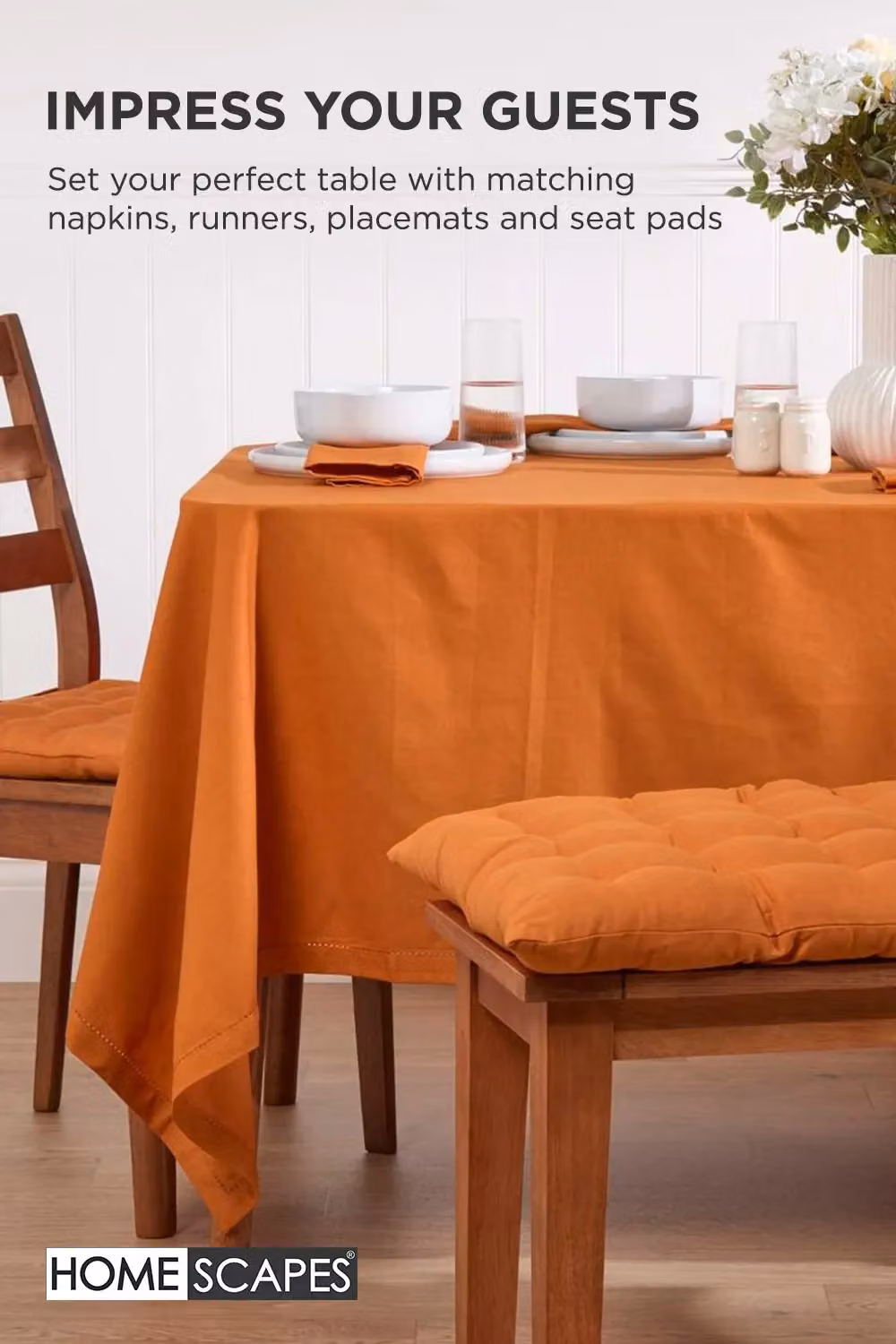 Homescapes 3 Seater Garden Bench Cushion in Orange, W: 143 cm, D: 48 cm – 3