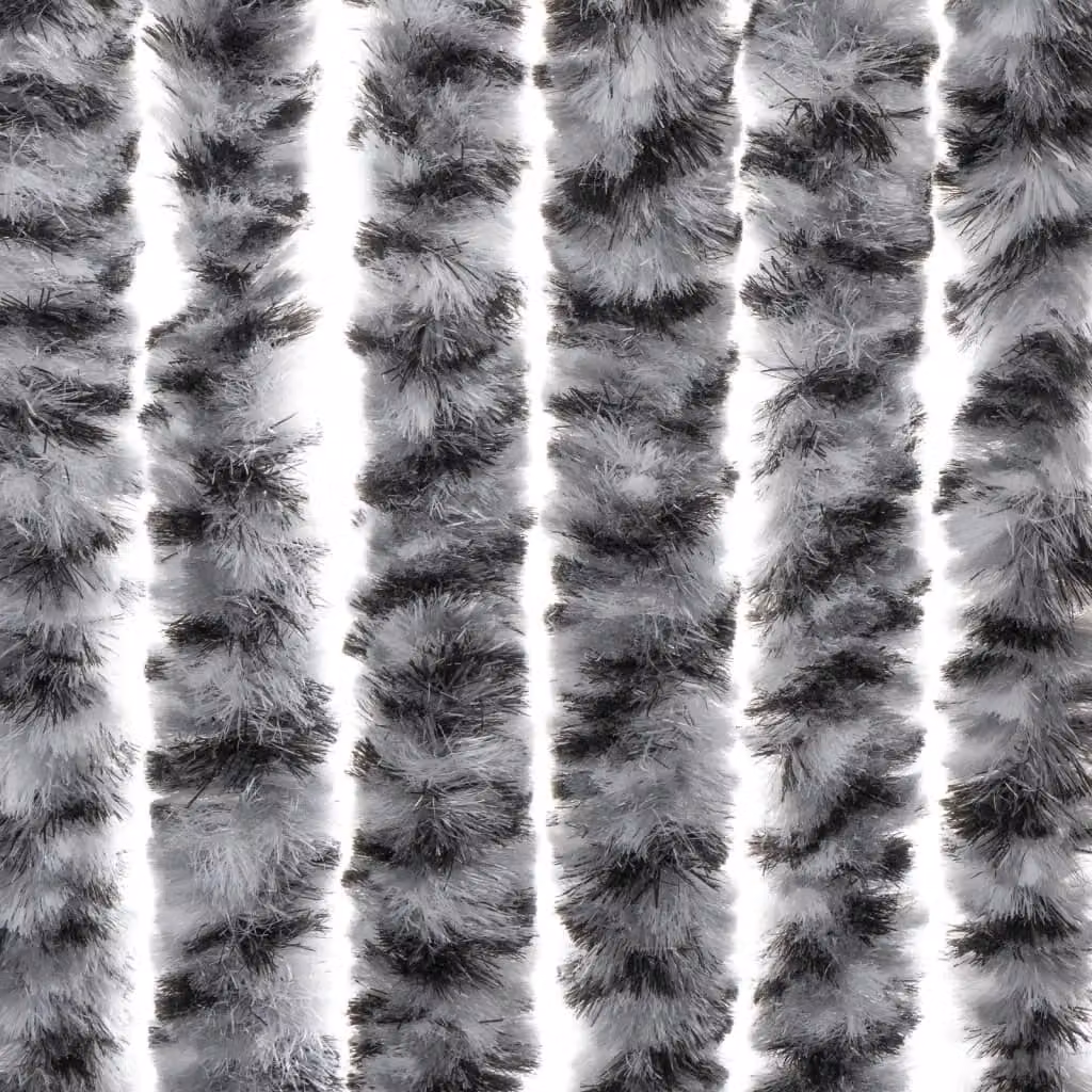 Berkfield Home Striped Chenille Fly Curtain in Grey, Black and White, W/H: 100 x 220 cm – 5