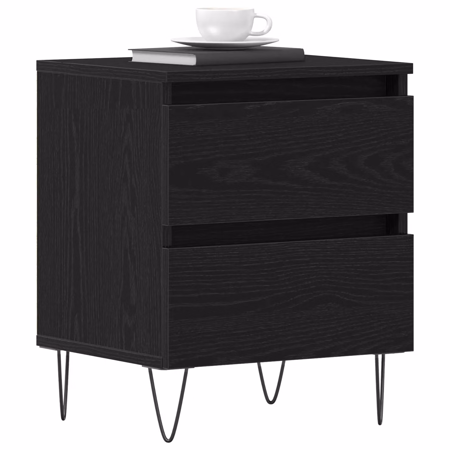 Berkfield Home Set of 2 Black Oak Bedside Cabinets, W: 40 cm, D: 35 cm, H: 50 cm – 3