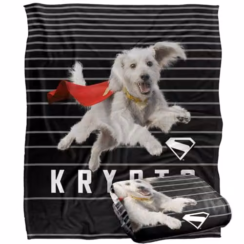 LOGOVISION Superman 2025 Krypto Lines Silky Touch Super Soft Fleece Throw Blanket, White, W/D/H: 152 x 127 cm