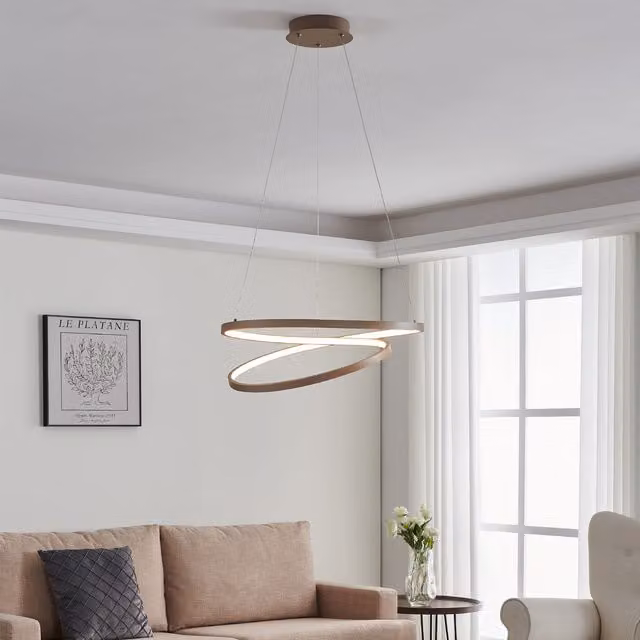 Eglo Ruotale Modern LED Ring Pendant Light in Sand, Diameter: 50 cm – 1