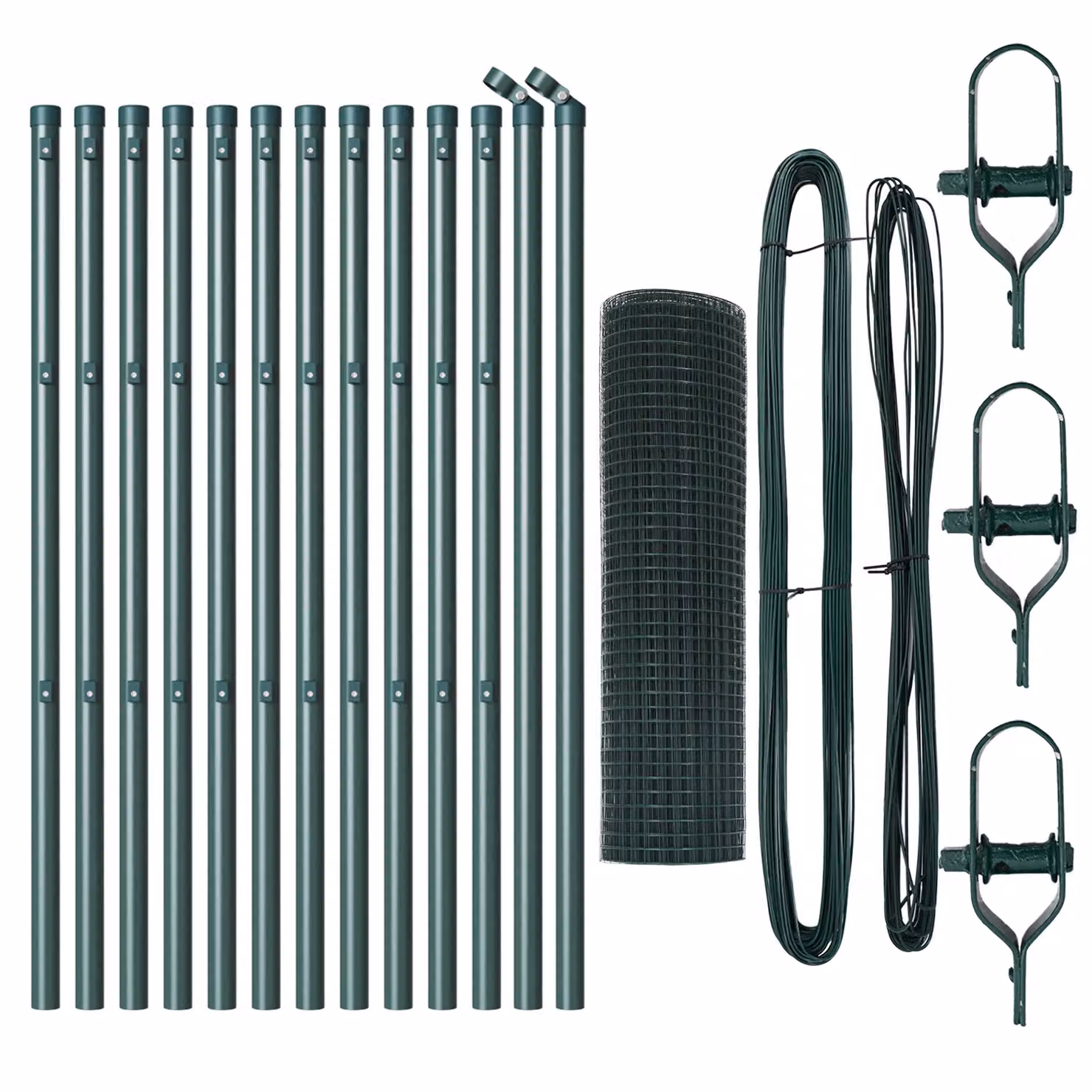 Berkfield Home Green Steel Welded Wire Fence with 13 Posts, W: 0.6 m, L: 25 m – 3